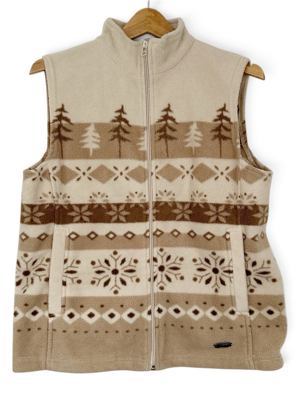 Northern Reflextions Beige Fair Isle Fleece Vest - Vintage